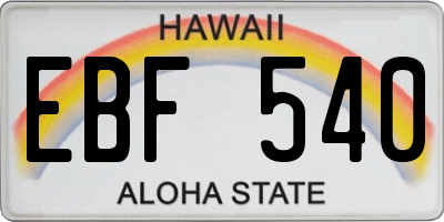 HI license plate EBF540