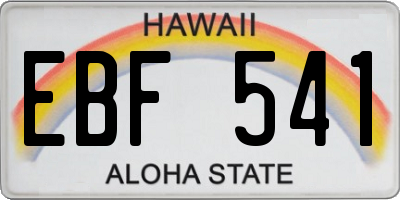 HI license plate EBF541