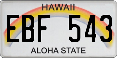 HI license plate EBF543