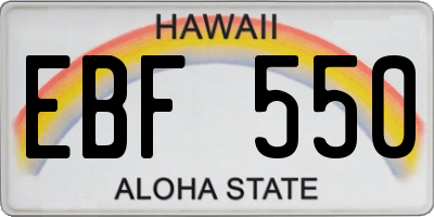 HI license plate EBF550