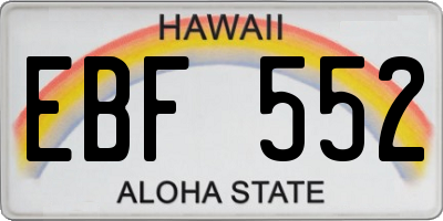 HI license plate EBF552