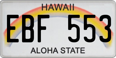 HI license plate EBF553