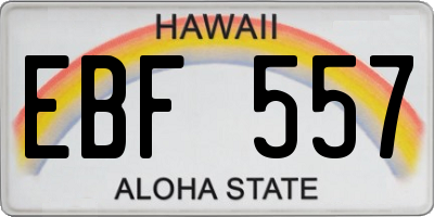 HI license plate EBF557