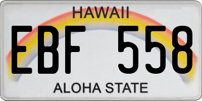 HI license plate EBF558