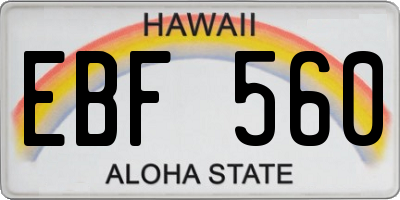 HI license plate EBF560