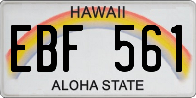 HI license plate EBF561