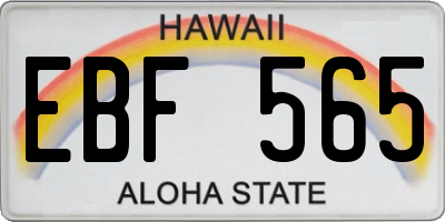 HI license plate EBF565