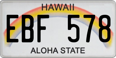 HI license plate EBF578