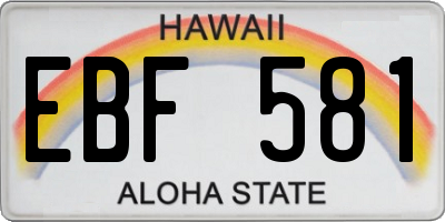HI license plate EBF581