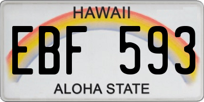 HI license plate EBF593