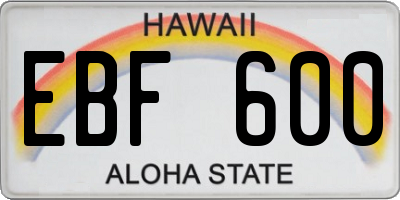 HI license plate EBF600