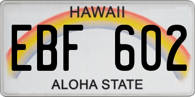 HI license plate EBF602