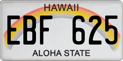 HI license plate EBF625