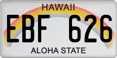 HI license plate EBF626