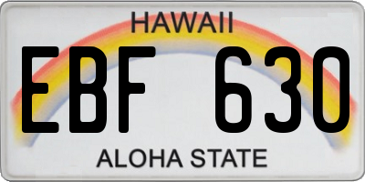 HI license plate EBF630
