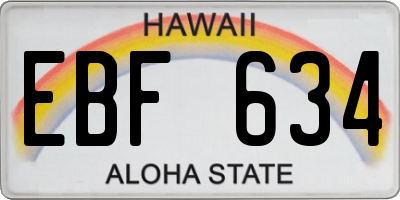 HI license plate EBF634