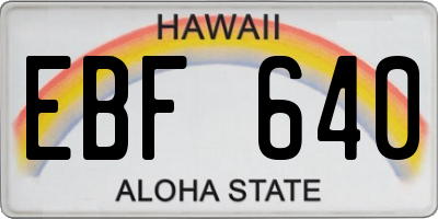 HI license plate EBF640
