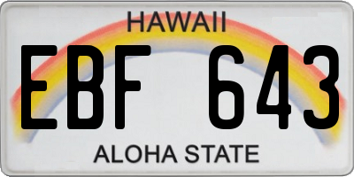 HI license plate EBF643
