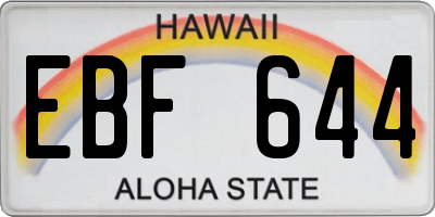 HI license plate EBF644