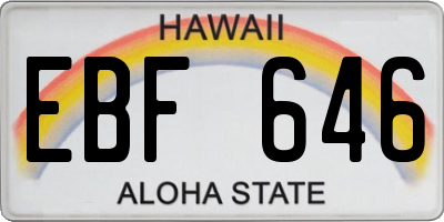 HI license plate EBF646