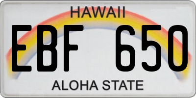 HI license plate EBF650