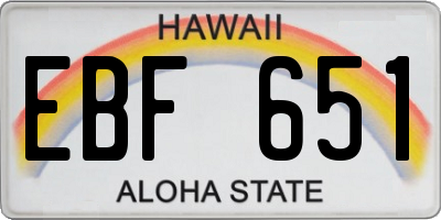 HI license plate EBF651