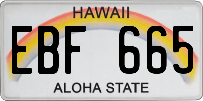 HI license plate EBF665