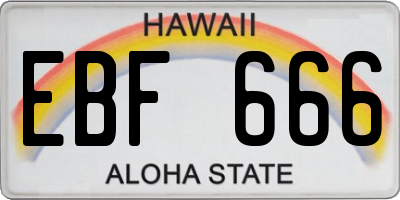 HI license plate EBF666