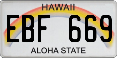 HI license plate EBF669