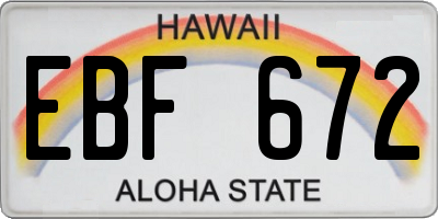 HI license plate EBF672