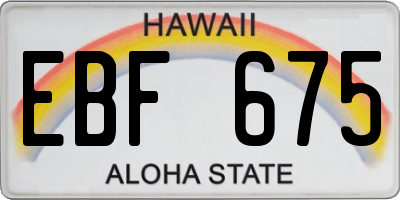 HI license plate EBF675