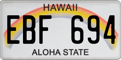 HI license plate EBF694