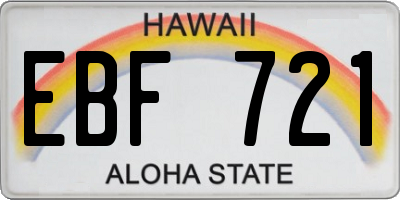 HI license plate EBF721