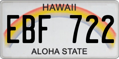 HI license plate EBF722