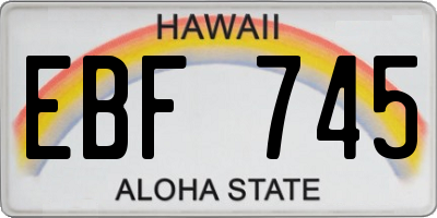 HI license plate EBF745