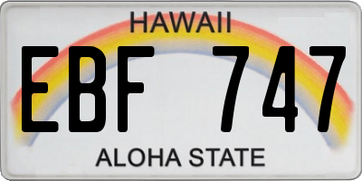 HI license plate EBF747