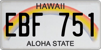 HI license plate EBF751