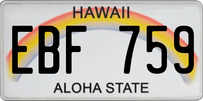 HI license plate EBF759