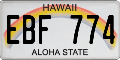 HI license plate EBF774