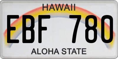 HI license plate EBF780