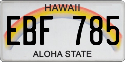 HI license plate EBF785