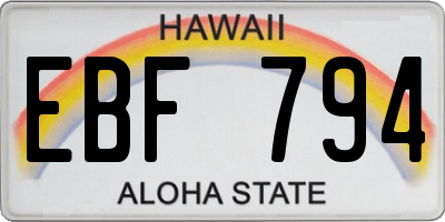 HI license plate EBF794