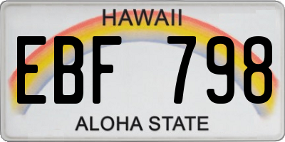 HI license plate EBF798