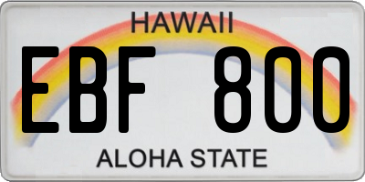 HI license plate EBF800