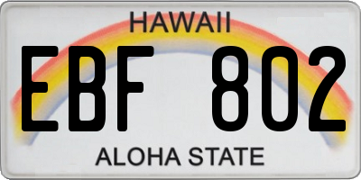 HI license plate EBF802