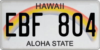 HI license plate EBF804