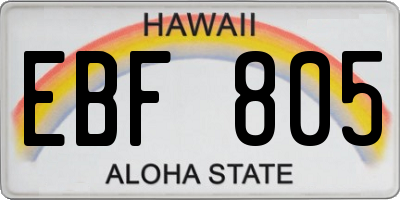 HI license plate EBF805