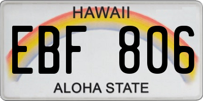 HI license plate EBF806