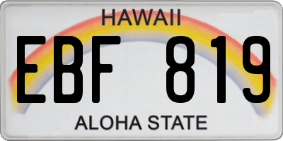HI license plate EBF819