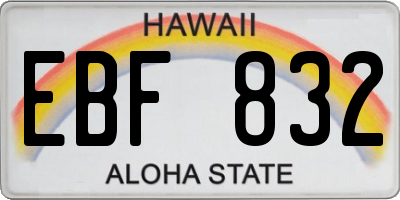 HI license plate EBF832